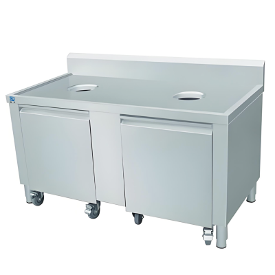 瑞宇304不锈钢餐厅食堂残食柜/1800*800* 850+150mm(钢板厚1.0mm)