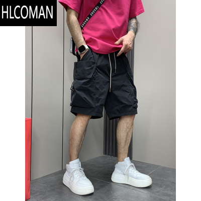 HLCOMAN男士潮流立体口袋工装短裤夏季新款透气速干五分裤宽松ins直筒裤