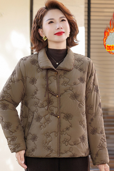 时尚女装洋气中老年妈妈装40-60岁短款加绒保暖棉服女冬天棉衣女