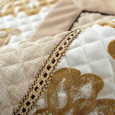 家柏饰(CORATED)欧式四季通用布艺拼接防滑沙发垫子靠背巾三人位客厅实木坐垫套罩