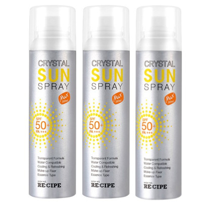 [3瓶装]re:cipe 玥之秘保湿水晶防晒喷雾 180ml SPF50+ PA+++ 防晒霜防晒乳