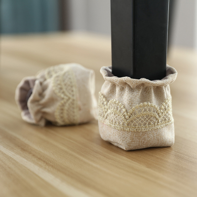 家柏饰(CORATED)欧式布艺桌脚垫保护套椅子凳子脚垫防滑耐磨餐厅餐桌茶几脚 慕巧米色脚套(八只装)