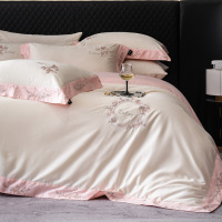 高级感长绒棉四件套纯棉全棉床单被套罩轻奢风刺绣少女心床上用品