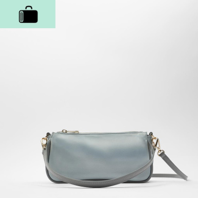 腋下包za20新款女包蓝色丝缎质感单肩包手提包潮洋气肯豆法棍包女NEW LAKE女士单肩包