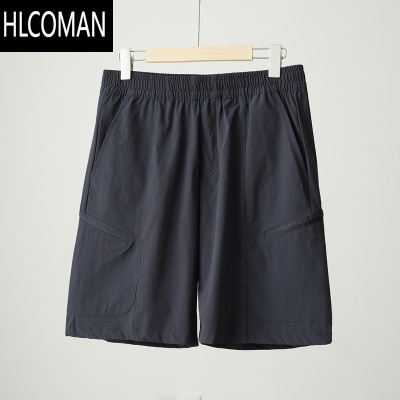 HLCOMAN轻薄快干 男士大码梭织短裤 运动休闲五分裤 纯色中裤 夏款 男装