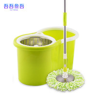 吾吾叁吾双驱动旋转地拖桶手压旋转拖把桶 金属篮+加强杆+金属盘+2头