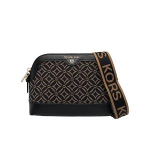 迈克·科尔斯(MICHAEL KORS)女士棉聚酯纤维徽标斜挎包实用百搭配 黑色