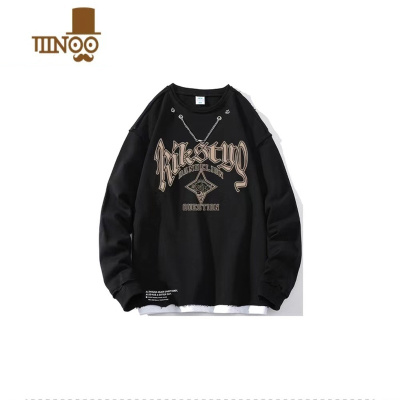 YANXU假长袖卫衣男2023新款时尚洋气情侣复古ins潮牌宽松