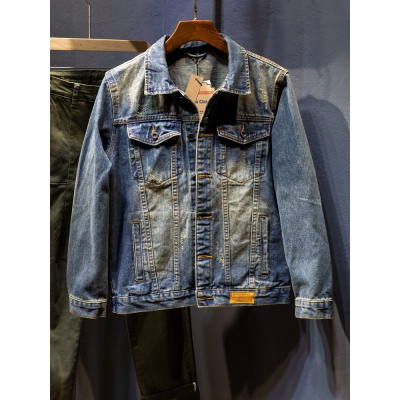 新塘牛仔外套男士春秋新款柔软舒适时尚夹克复古宽松显瘦百搭上衣