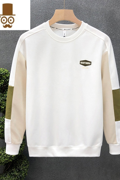 YANXU流行卫衣男潮牌拼接圆领长袖t恤2023秋季新款薄款男士感外套