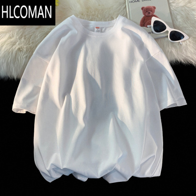 HLCOMAN260高克重色短袖T恤男宽松加肥加大码百搭潮牌胖子夏装打底衫