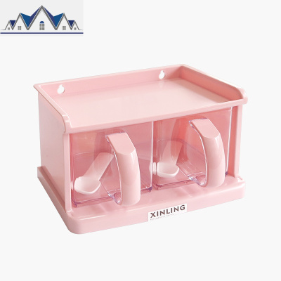 家用厨房调味盒套装放盐味精佐料收纳盒盐罐瓶挂壁式置物架调料盒 三维工匠