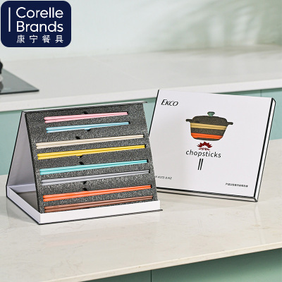 康宁餐具 筷子EKCO筷乐套组8双(6大人2小孩)彩盒