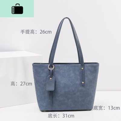 手提包女大容量2020新款时尚简约春夏女士包包单肩包女托特包大包NEW LAKE 深蓝色女斜挎包