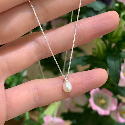 纯银白月光天然珍珠吊坠项链女款2025新款锁骨链女高级感配饰送女朋友老婆情人节七夕生日礼物