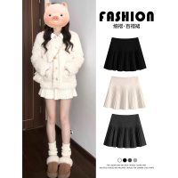 毛呢细褶jk短裙子女秋冬新款高腰显瘦a字裙小个子百褶半身裙