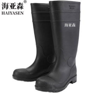 海亚森 TK-DZG05 PVC塑胶加固高筒雨鞋 通用37-48码 黑色 黑色 均码