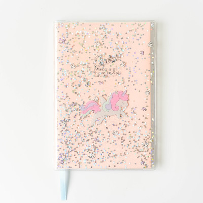 林檎手账本记账本流沙记事本抖音同款粉色少女心入油胶套本子PVC亮片流沙封面笔记本子送女朋友老婆生日礼物送女朋友老婆情人节