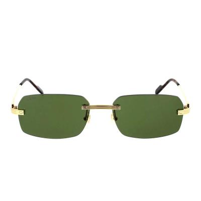 Cartier/卡地亚钛金框架金绿矩形太阳镜男款时尚商务修身光学眼镜