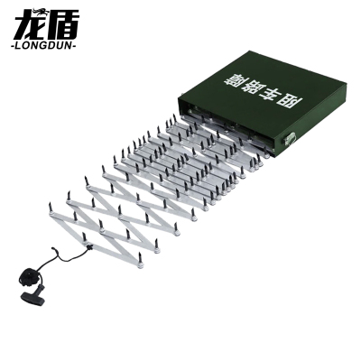 龙盾手动阻车路障7米便携式伸缩免安装阻车钉道路阻车破胎军绿 警蓝