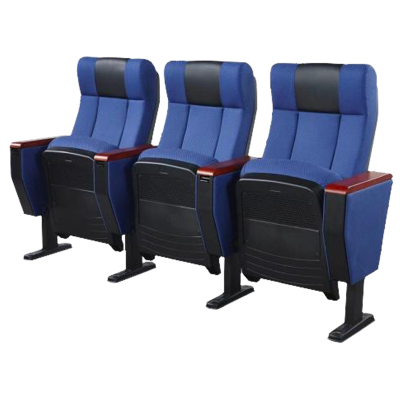 臻远ZY-LTY-38礼堂椅剧院椅会议室椅子蓝色不带后写字板三人位