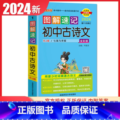 初中古诗文 统编版 初中通用 [正版]通用版2024初中绿卡图解速记语文数学英语物理化学生物政治历史地理 初一二三789