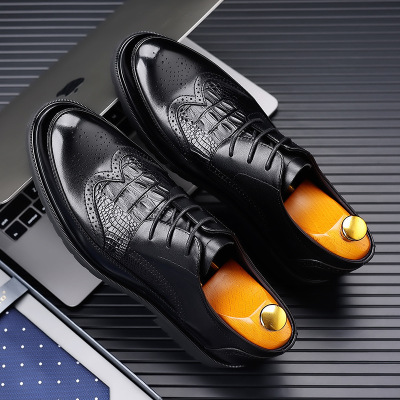 男士皮鞋商务正装真皮休闲鞋布洛克婚鞋百搭透气特大码潮流男鞋_2