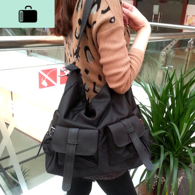 女包黑色牛津布大包包 韩版休闲尼龙单肩斜跨包时尚百搭手提包潮NEW LAKE
