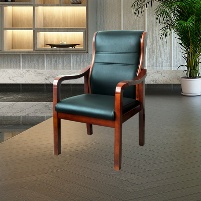 优百丽 SH-296橡胶木椅 办公家具 办公椅 皮艺老板椅 实木四脚椅 电脑椅会议椅 皮料色彩可定制