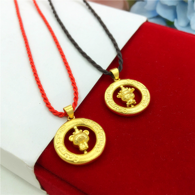 新款越南沙金生肖吊坠 转动镀金牛吊牌项链 时尚宝宝礼物久不褪色送女朋友老婆情人节七夕生日礼物