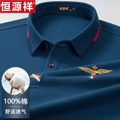 恒源祥春秋季中年男士纯棉长袖t恤翻领polo衫休闲商务打底衫体恤