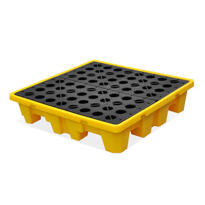 化学品防渗漏托盘卡板油桶防漏托盘聚乙烯化学品接油盘盛漏四桶装托盘1300*1300*300mm
