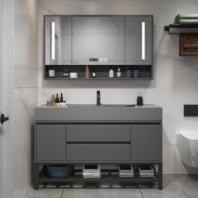 邦云浴室柜组合岩石一体盆浴室柜组合卫生间洗脸盆面盆浴室镜卫浴洗手盆面盆洗漱台洗手台浴柜洗手池挂墙式智能镜柜