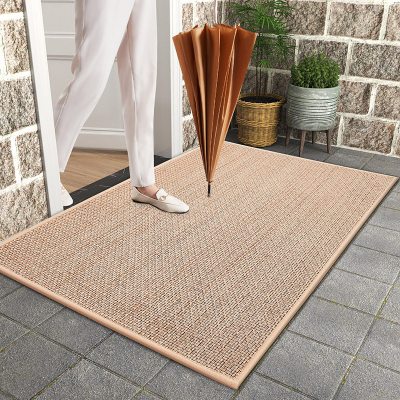 京城派 日式进门入户地毯编织简约卧室地垫进门脚垫客厅亚麻地毯房间防滑垫卫生间门口吸水地垫门垫脚垫定制