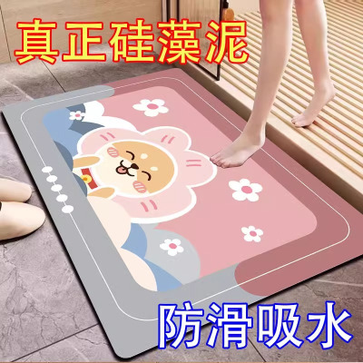 [补贴10%]软硅藻泥吸水垫浴室地垫卫生间门口防滑脚垫门垫厕所地毯入户速干 加厚款-40*60cm[吸水防滑]
