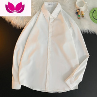 七斓ins港风长袖衬衫男士潮流外穿宽松痞帅休闲班服垂感翻领衬衣