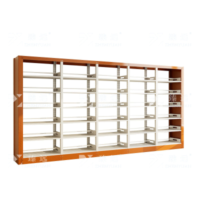 臻远 ZY4072635 钢制书架黄色转印图书馆书架资料架 双面6层一列五组 4600*450*2000