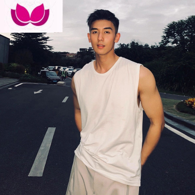 七斓230g汗衫背心男生夏季纯色美式复古运动宽松无袖t恤上衣