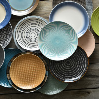 [补贴10%]艺家8寸个性日式餐具西餐盘创意陶瓷盘子家用菜盘圆形牛排盘餐盘