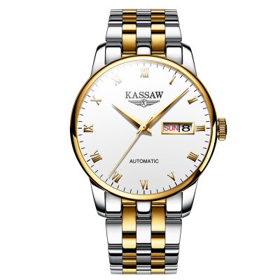 卡梭(KASSAW)手表男防水双日历商务休闲自动机械表男表时尚学生男士腕表K853G