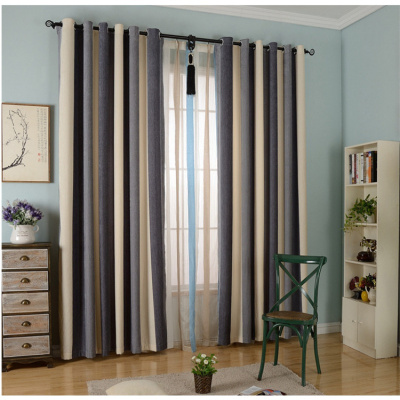 家柏饰(CORATED)地中海窗帘定制双面“彩条纹雪尼尔”宾馆卧室会所北欧风简约现代