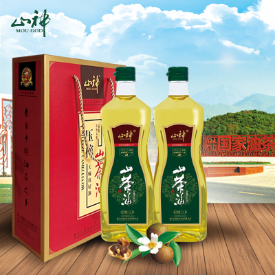 山神 压榨山茶油盒压榨山茶油食用油1L*2瓶礼盒装
