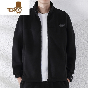 YANXU美式半拉链卫衣男抓绒胖子宽松加肥加大码套头立领摇粒绒外套