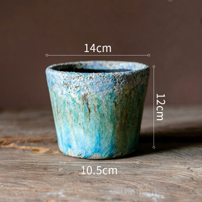 家柏饰(CORATED)彩色玻璃釉渐变色花盆 美式乡村复古多肉植物粗陶红陶透气 花盆(B款)(底部有孔) 中