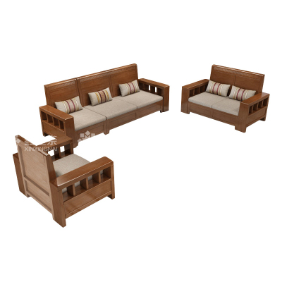 鑫星奈 XXN4031212实木沙发组合简约冬夏两用客厅沙发 1+2+3