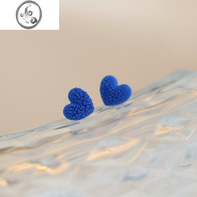 JiMi小众设计克莱因蓝爱心耳钉2023年新款s925银银洋气耳饰女气质