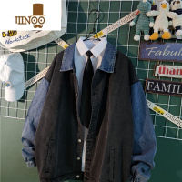 YANXU撞色拼接牛仔夹克男生ins潮流宽松炸街牛仔衣外套男薄款潮牌