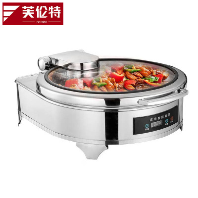 芙伦特 厨房保温售饭机 数显温控圆形液压餐炉304不锈钢全透视窗口智能触控布菲炉 FLT-GT-SWBFLY3-6