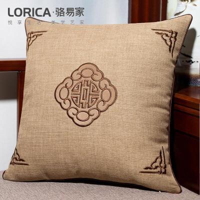 家柏饰(CORATED)新中式刺绣花抱枕套客厅沙发亚麻靠背不含芯腰枕靠枕头中国风靠垫