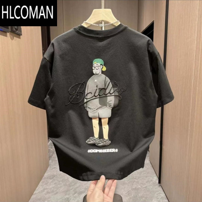 HLCOMAN2025夏季潮流时尚潮流印花彩绘男士短袖 T恤简约圆领百搭半袖